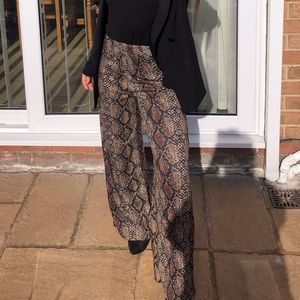 Wide Leg Snake Print Pants